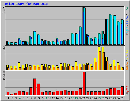 Daily usage for May 2013