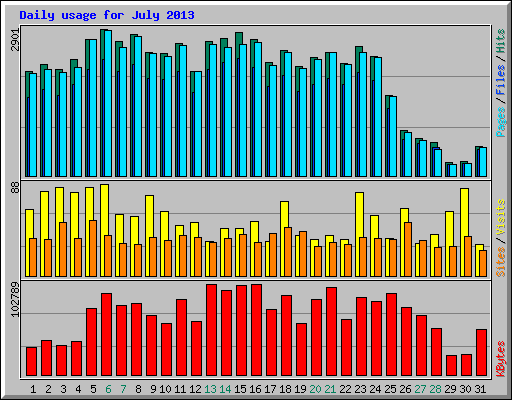 Daily usage for July 2013