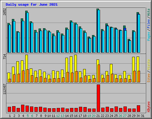 Daily usage for June 2021