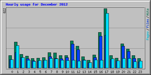 Hourly usage for December 2012
