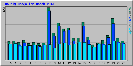 Hourly usage for March 2013
